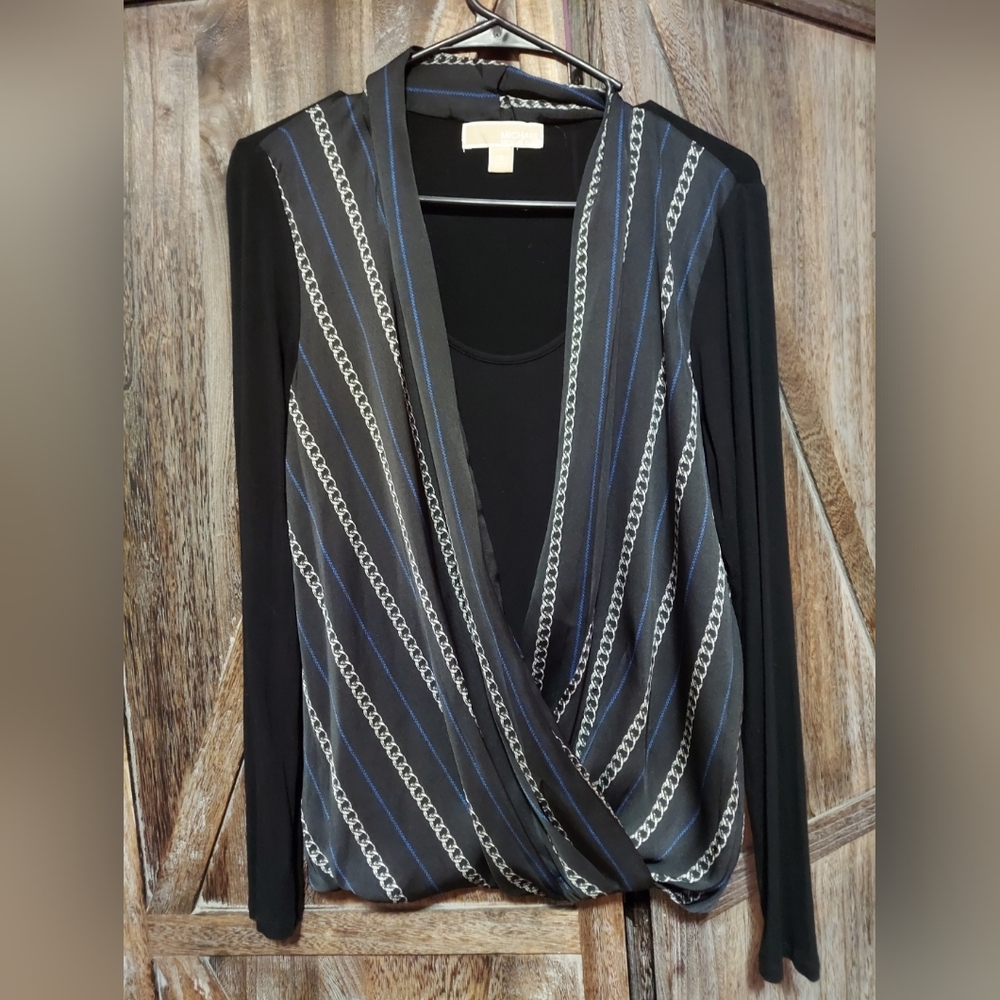 Michael Kors Satin & Chiffon Blouse Size S